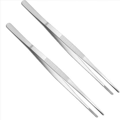 4-Piece Stainless Steel Kitchen Tweezers, 30cm Long BBQ Grill Tongs
