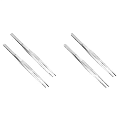 4-Piece Stainless Steel Kitchen Tweezers, 30cm Long BBQ Grill Tongs