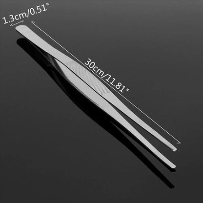 4-Piece Stainless Steel Kitchen Tweezers, 30cm Long BBQ Grill Tongs