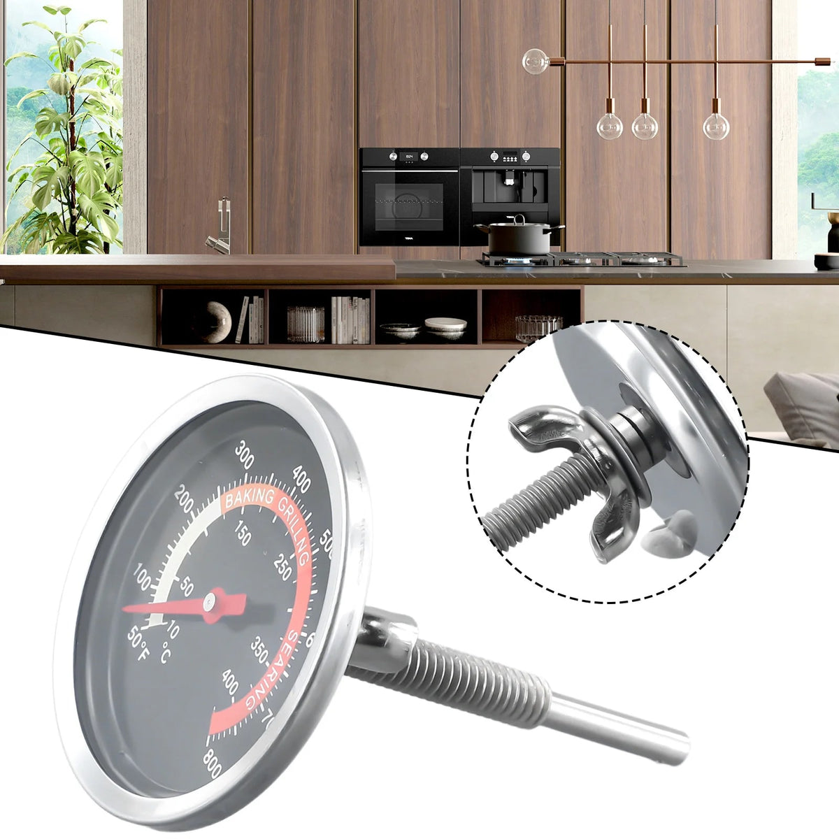 BBQ Thermometer Stainless Steel Oven Gauge 10-400°C M10 Thread