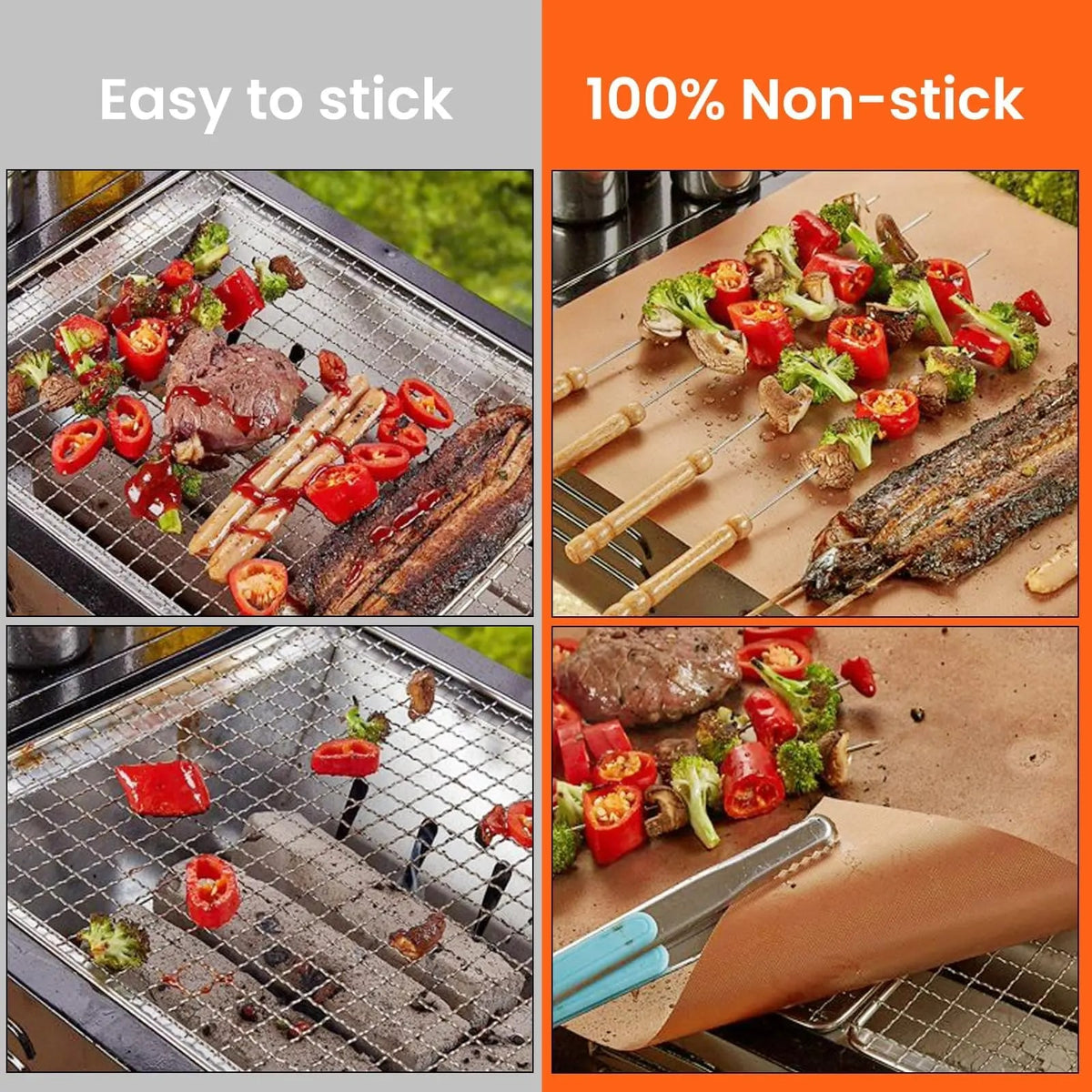 Reusable Non-Stick BBQ Grill Mat, Cut to Size, Rubber, 33 x 40cm or 40 x 50cm