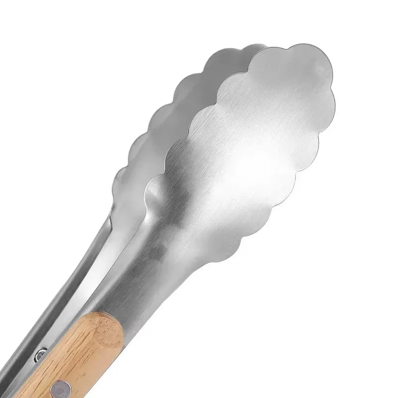 Stainless Steel BBQ Tongs with Wooden Handle, 9 to 16 Inch Sizes