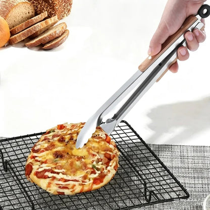 Stainless Steel BBQ Tongs with Wooden Handle, 9 to 16 Inch Sizes