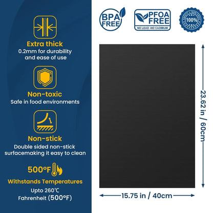 Non-Stick BBQ Grill Mat and Oven Liner, 33 x 40cm, 40 x 50cm or 40 x 60cm