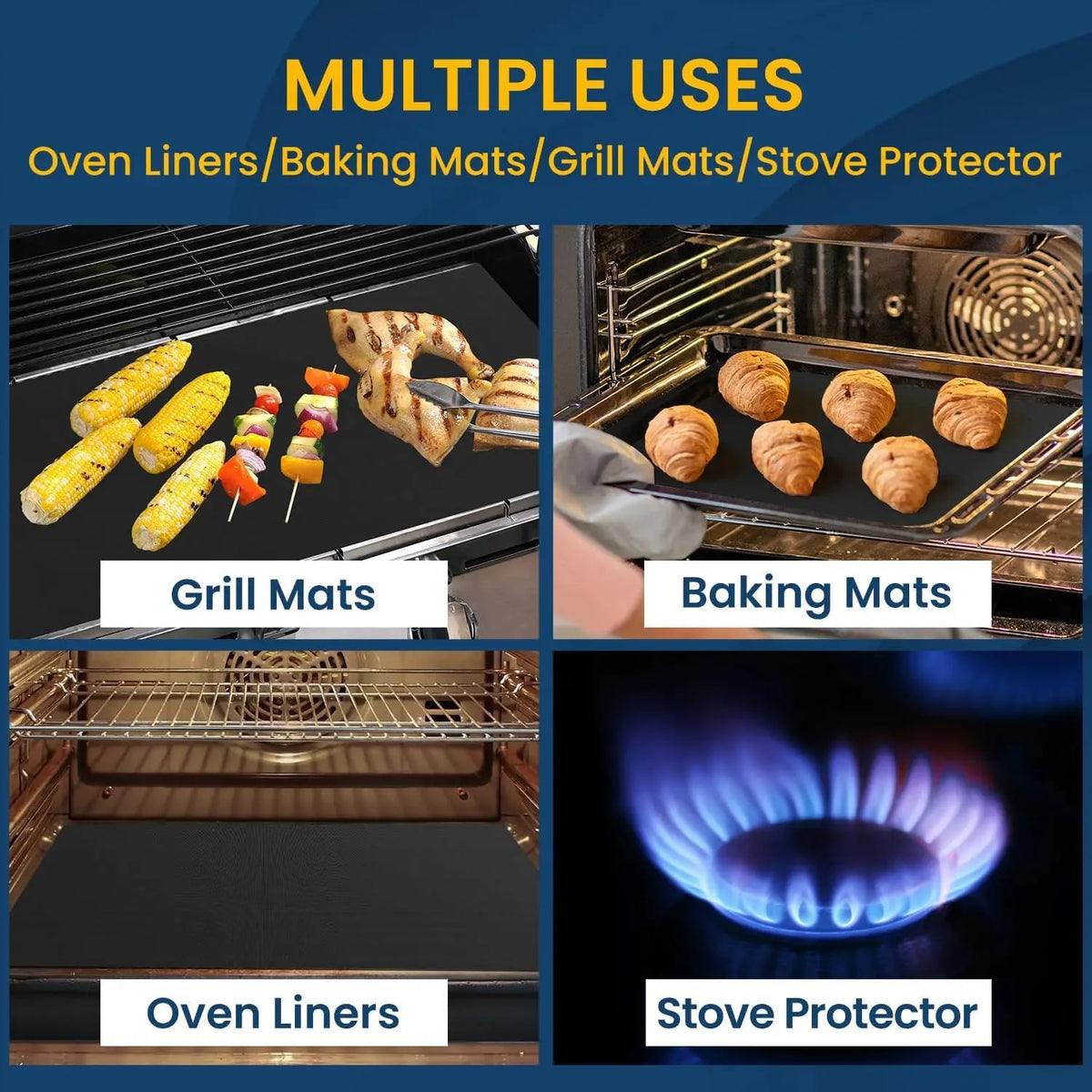 Non-Stick BBQ Grill Mat and Oven Liner, 33 x 40cm, 40 x 50cm or 40 x 60cm