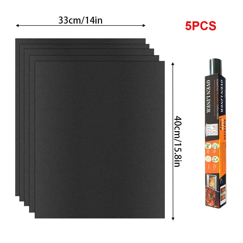 Non-Stick BBQ Grill Mat and Oven Liner, 33 x 40cm, 40 x 50cm or 40 x 60cm - 33x40 5pcs