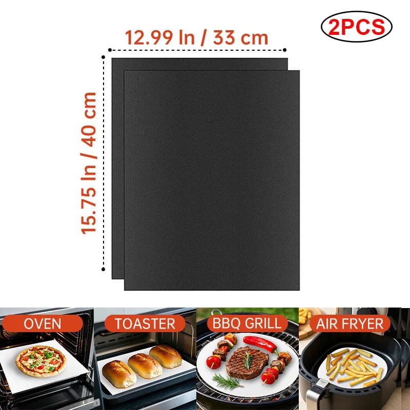 Non-Stick BBQ Grill Mat and Oven Liner, 33 x 40cm, 40 x 50cm or 40 x 60cm - 2PCS 33X40