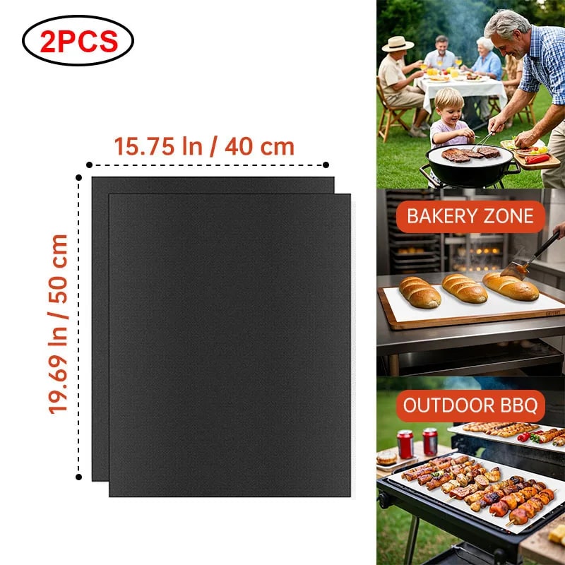 Non-Stick BBQ Grill Mat and Oven Liner, 33 x 40cm, 40 x 50cm or 40 x 60cm - 2PCS 40X50