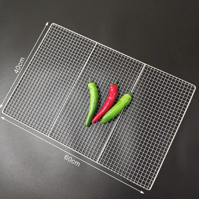 Stainless Steel 304 BBQ Grill Mesh Rack, Non-Stick Wire Grid, Multiple Sizes - 60X40CM