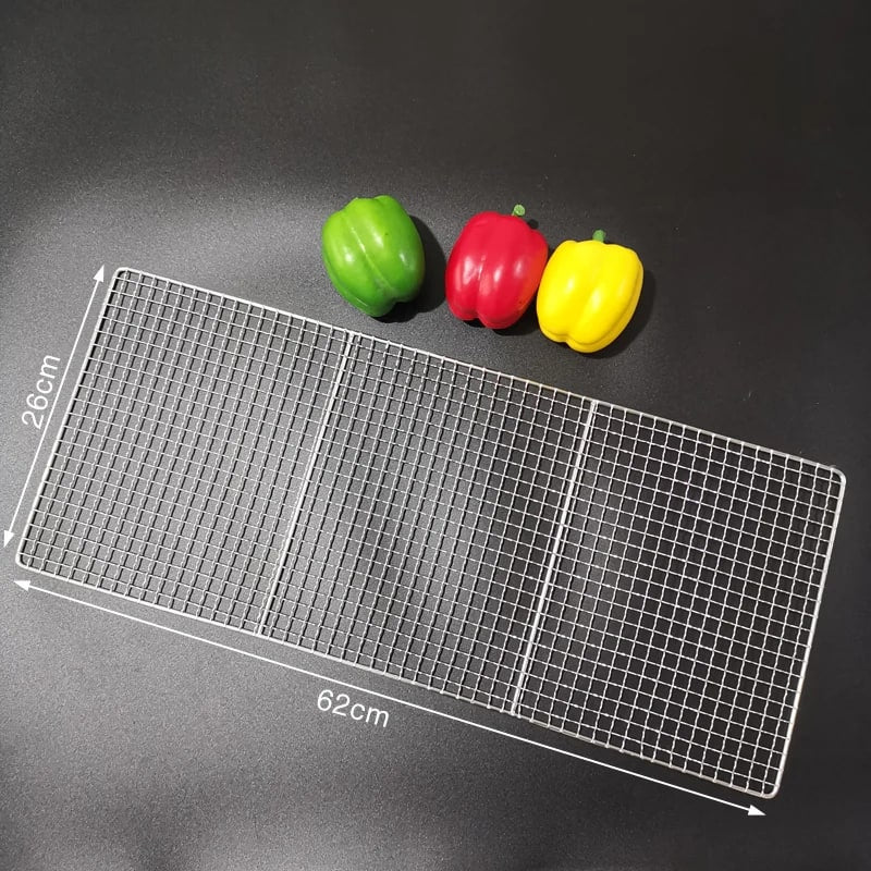 Stainless Steel 304 BBQ Grill Mesh Rack, Non-Stick Wire Grid, Multiple Sizes - 62X26CM