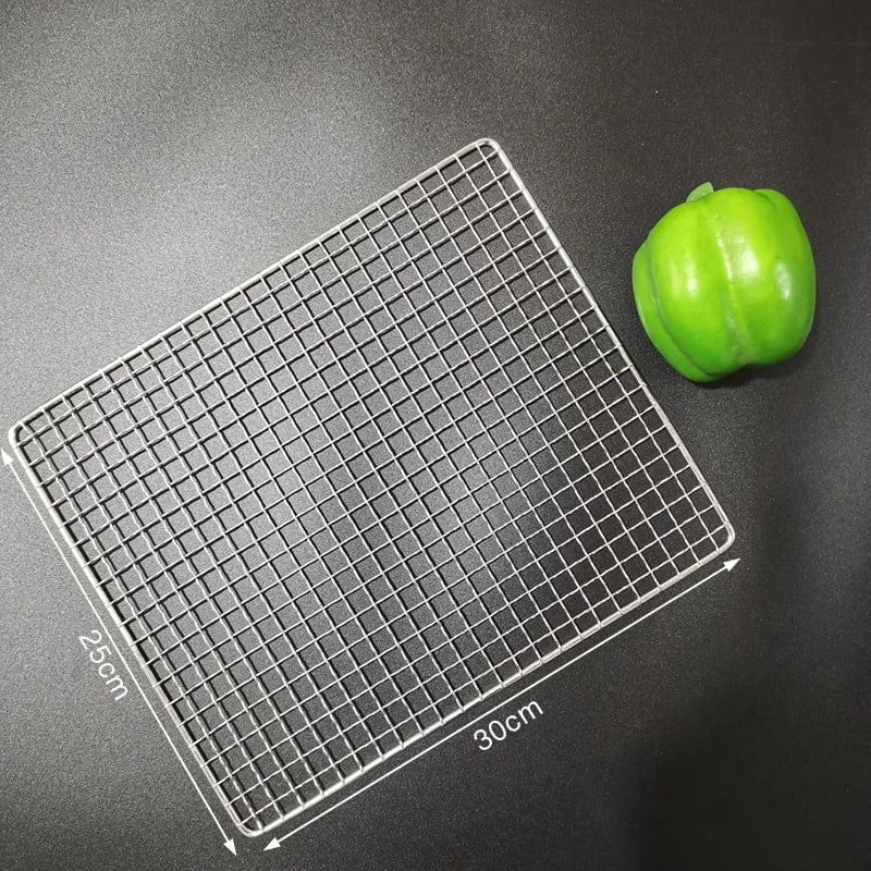 Stainless Steel 304 BBQ Grill Mesh Rack, Non-Stick Wire Grid, Multiple Sizes - 30X25CM