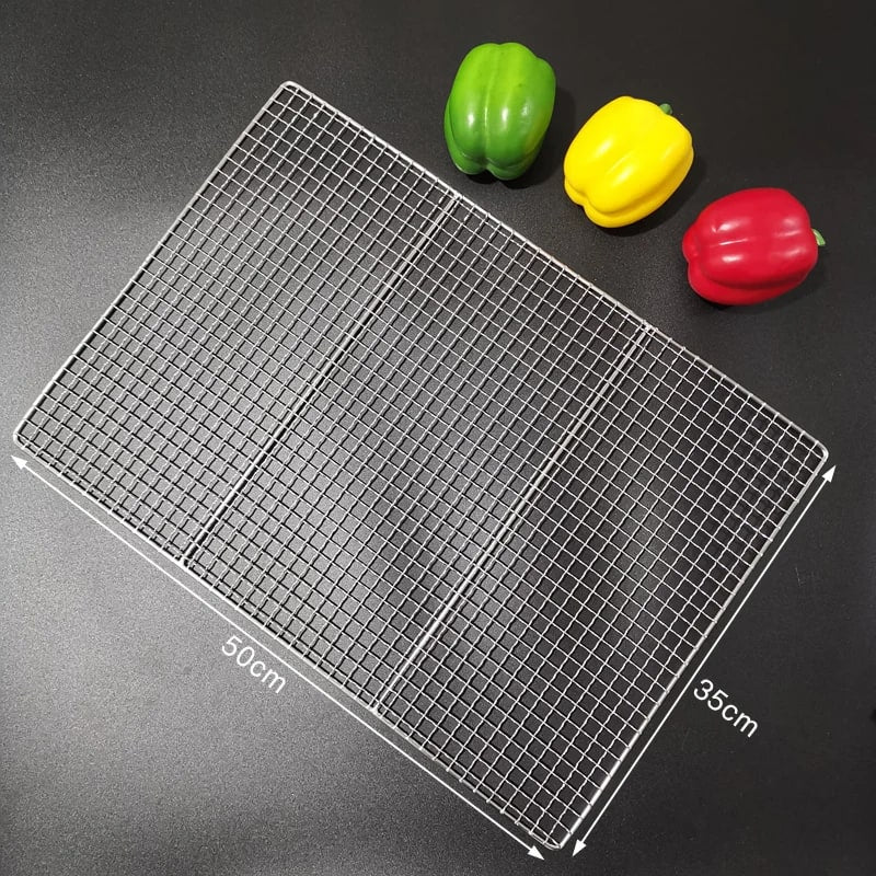 Stainless Steel 304 BBQ Grill Mesh Rack, Non-Stick Wire Grid, Multiple Sizes - 50X35CM