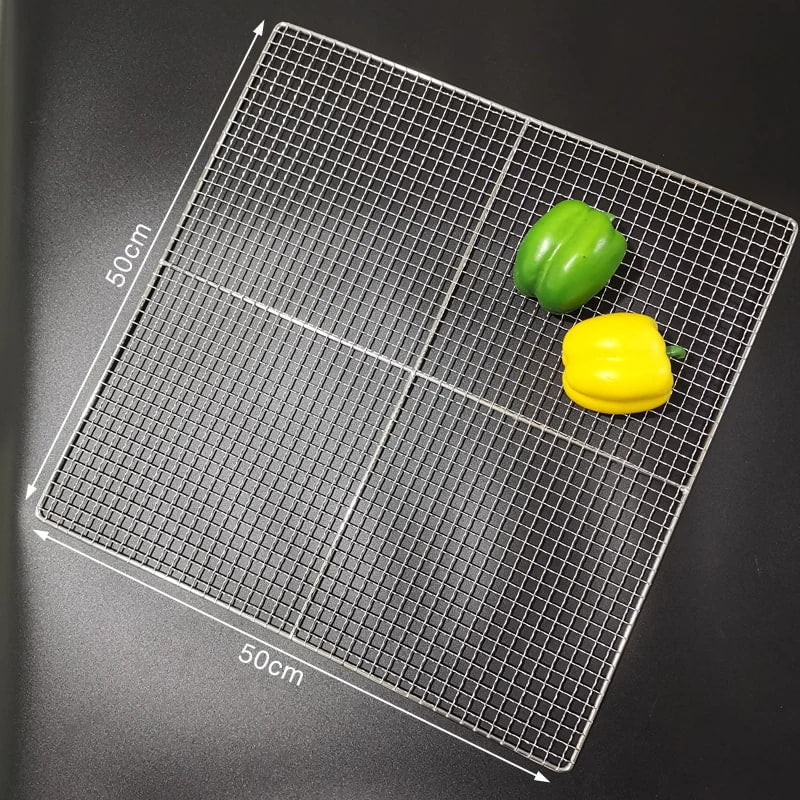 Stainless Steel 304 BBQ Grill Mesh Rack, Non-Stick Wire Grid, Multiple Sizes - 50X50CM