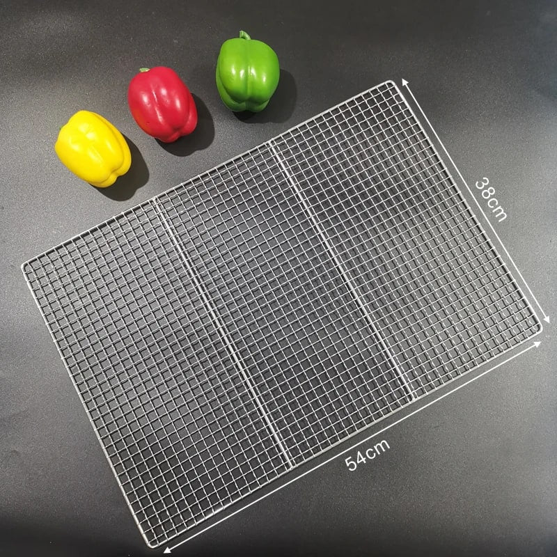 Stainless Steel 304 BBQ Grill Mesh Rack, Non-Stick Wire Grid, Multiple Sizes - 54X38CM