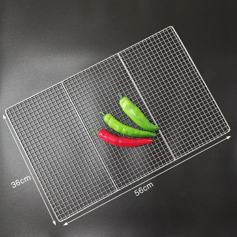 Stainless Steel 304 BBQ Grill Mesh Rack, Non-Stick Wire Grid, Multiple Sizes - 56X36CM