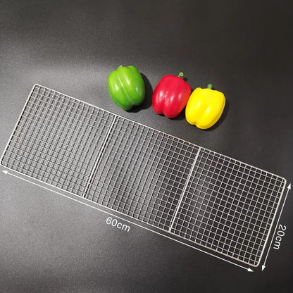Stainless Steel 304 BBQ Grill Mesh Rack, Non-Stick Wire Grid, Multiple Sizes - 60X20CM