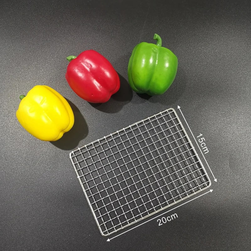 Stainless Steel 304 BBQ Grill Mesh Rack, Non-Stick Wire Grid, Multiple Sizes - 20X15CM