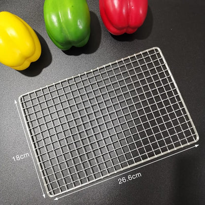 Stainless Steel 304 BBQ Grill Mesh Rack, Non-Stick Wire Grid, Multiple Sizes - 26.6X18CM