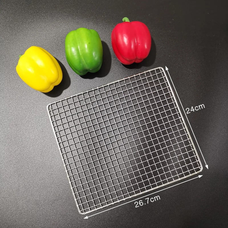 Stainless Steel 304 BBQ Grill Mesh Rack, Non-Stick Wire Grid, Multiple Sizes - 26.7X24CM