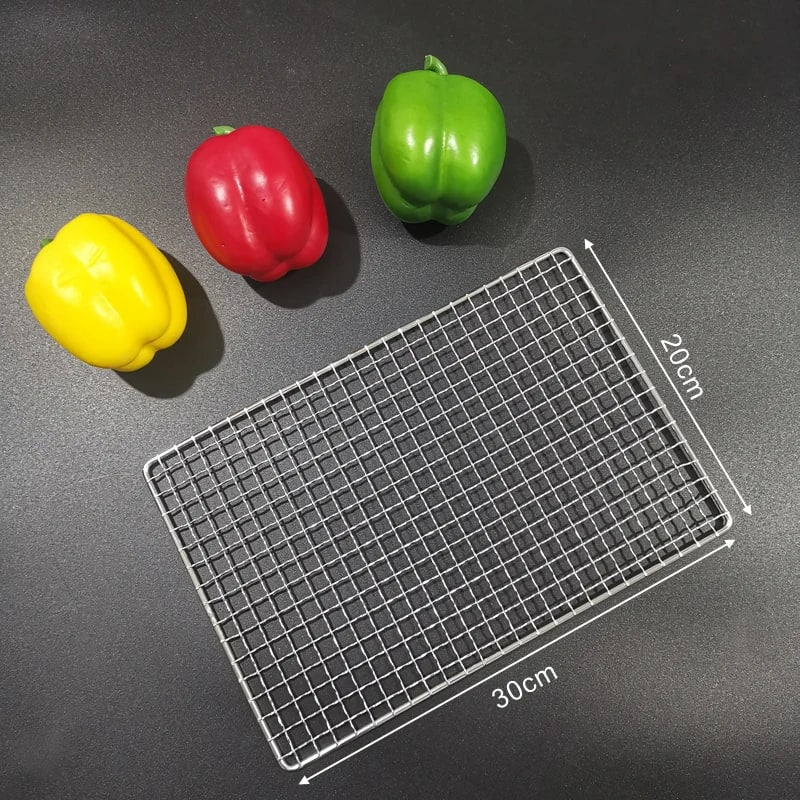 Stainless Steel 304 BBQ Grill Mesh Rack, Non-Stick Wire Grid, Multiple Sizes - 30X20CM