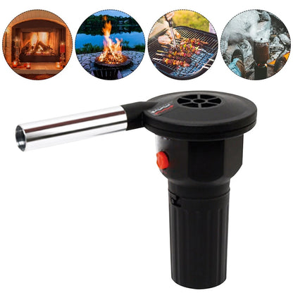 Handheld BBQ Charcoal Fire Blower, PP and Aluminium Alloy, 143 x 70 x 130mm