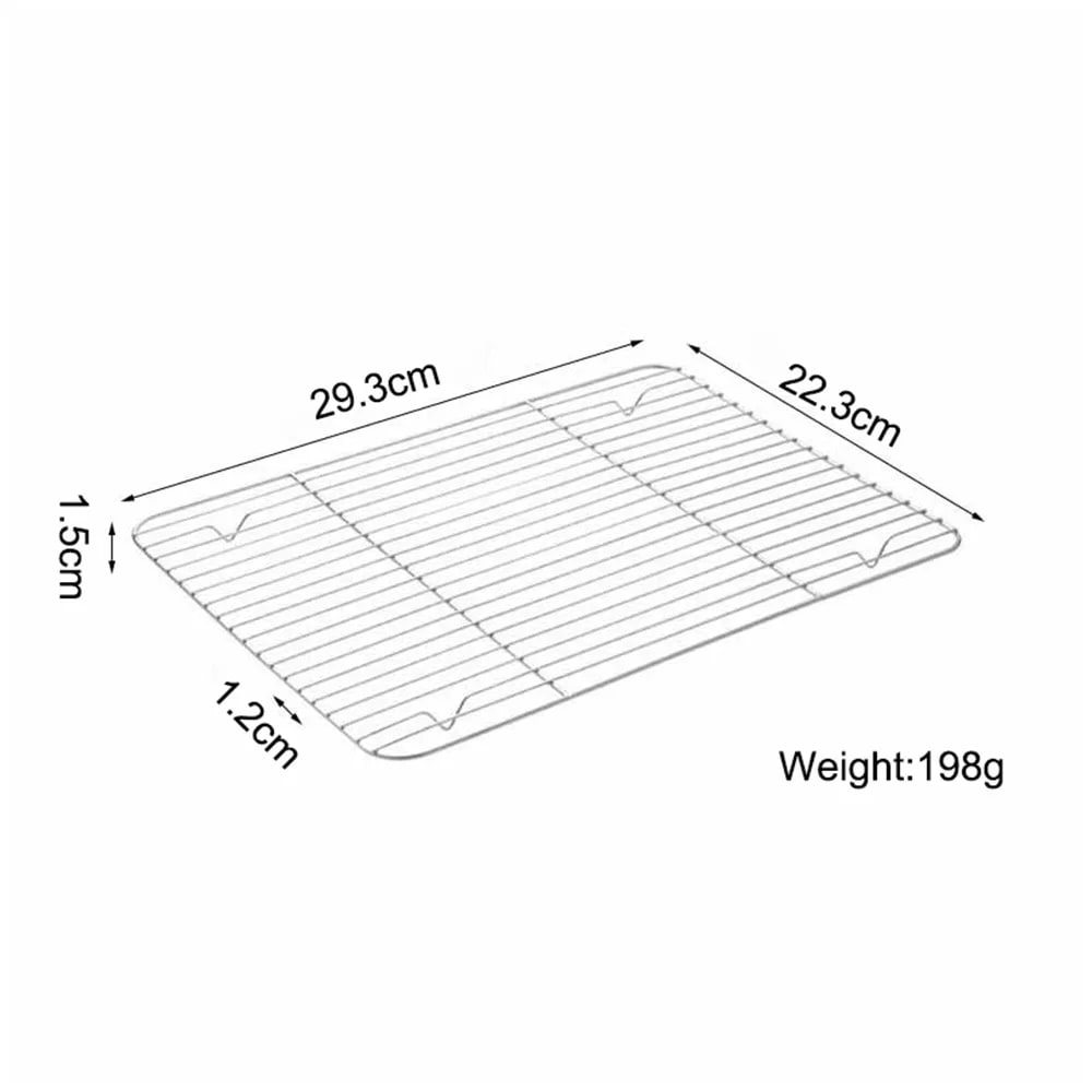 Stainless Steel Cooling Rack BBQ Tray, Non-Stick Silver, Multiple Sizes - 29.3x22.3cm