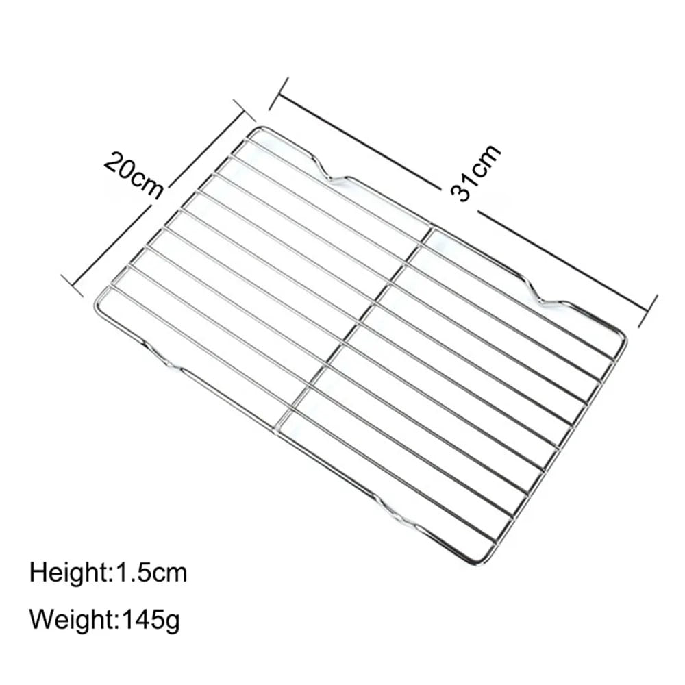 Stainless Steel Cooling Rack BBQ Tray, Non-Stick Silver, Multiple Sizes - 31x20cm