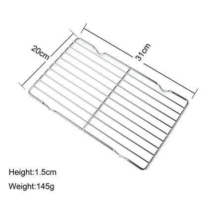 Stainless Steel Cooling Rack BBQ Tray, Non-Stick Silver, Multiple Sizes - 31x20cm