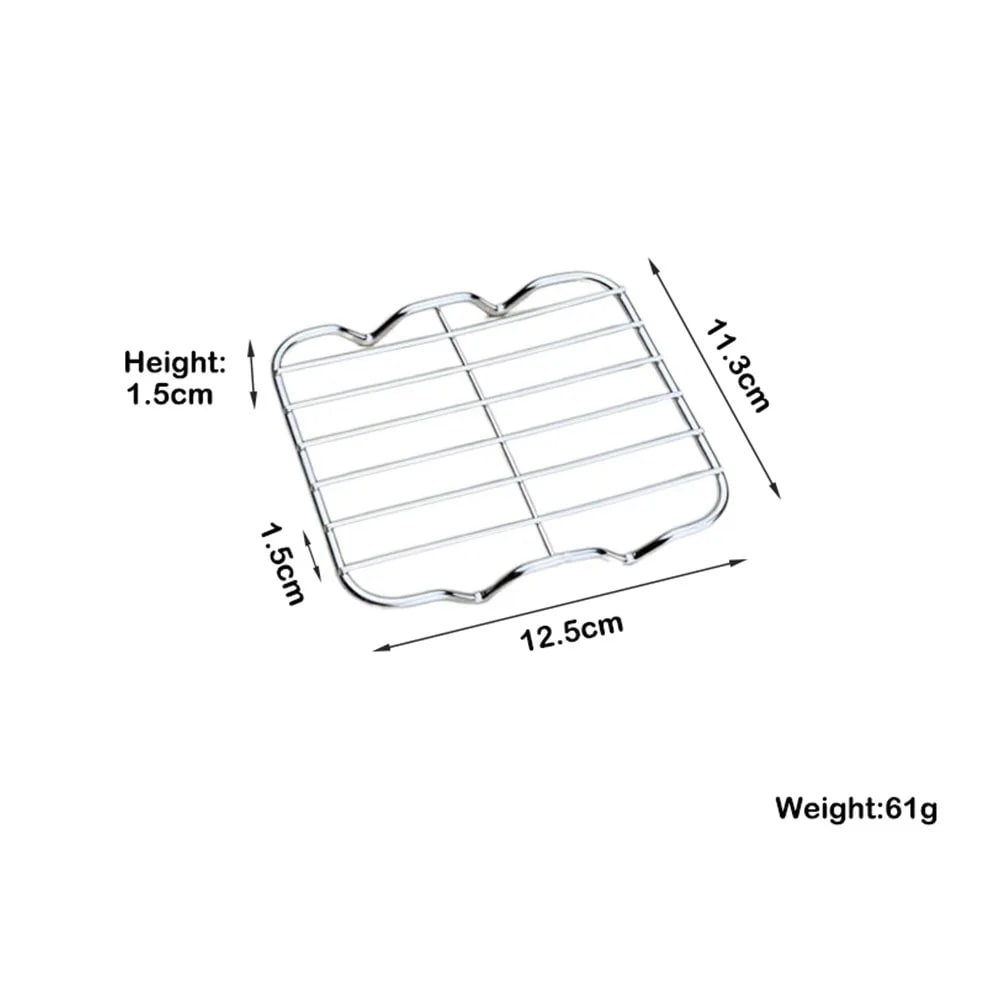 Stainless Steel Cooling Rack BBQ Tray, Non-Stick Silver, Multiple Sizes - 12.5x11.3cm