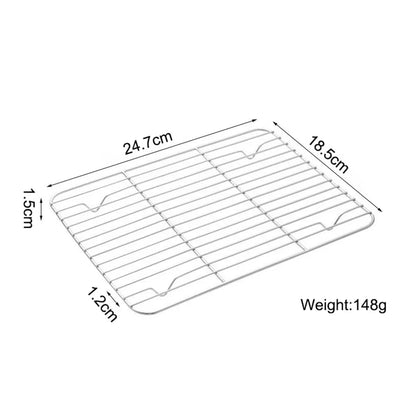 Stainless Steel Cooling Rack BBQ Tray, Non-Stick Silver, Multiple Sizes - 24.7x18.5cm