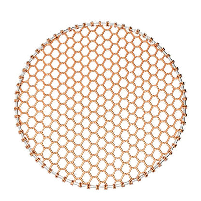 Copper Wire BBQ Grill Mesh with Optional Handle, Round or Rectangular, 24.5-33cm