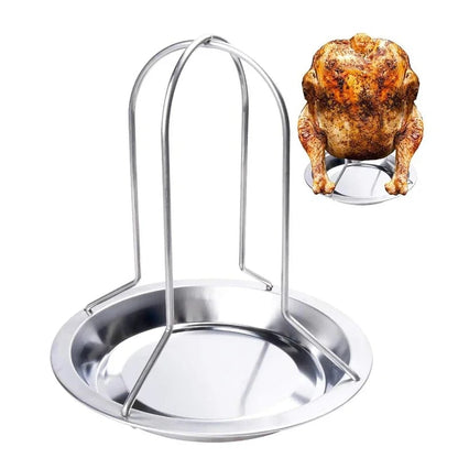 Stainless Steel Beer Can Chicken Roaster Rack with Drip Tray, KC0229