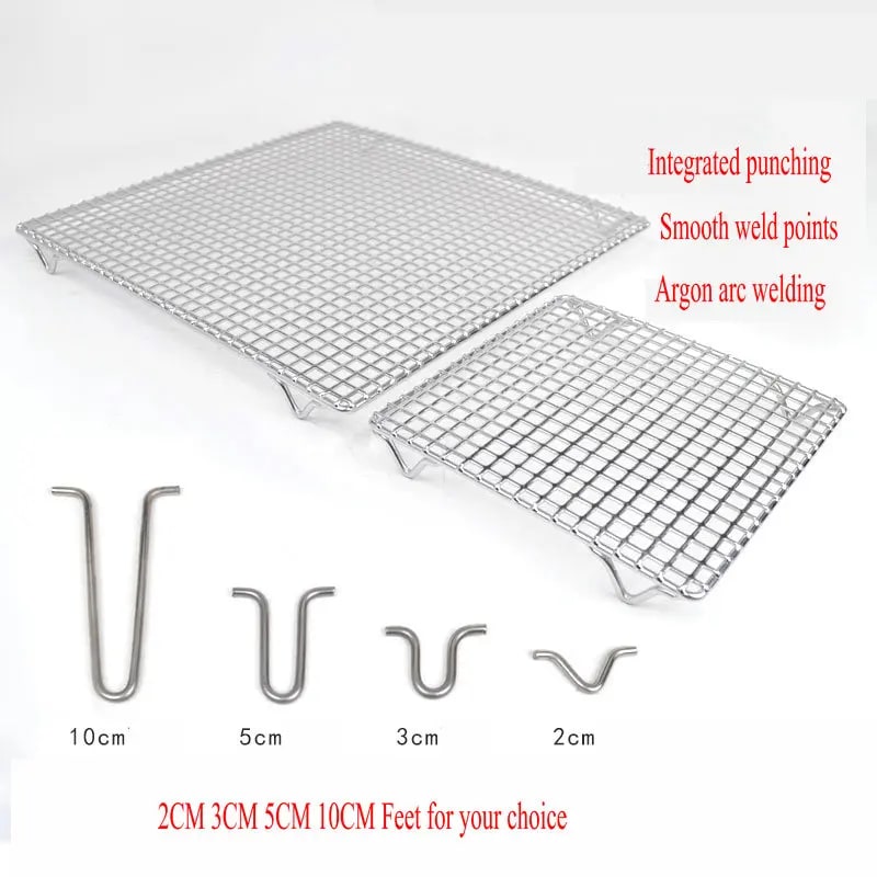304 Stainless Steel BBQ Grate Mesh Grid with Raised Feet, Multiple Sizes