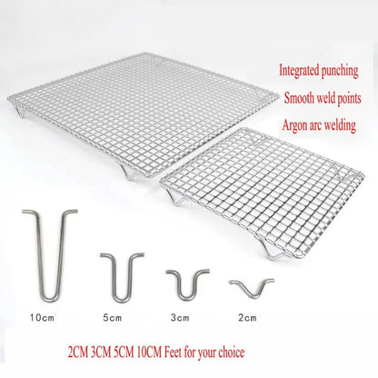 304 Stainless Steel BBQ Grate Mesh Grid with Raised Feet, Multiple Sizes