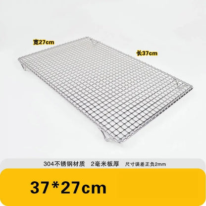304 Stainless Steel BBQ Grate Mesh Grid with Raised Feet, Multiple Sizes - 2CM FEET / 37X27CM