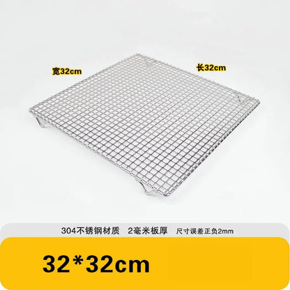 304 Stainless Steel BBQ Grate Mesh Grid with Raised Feet, Multiple Sizes - 2CM FEET / 32X32CM