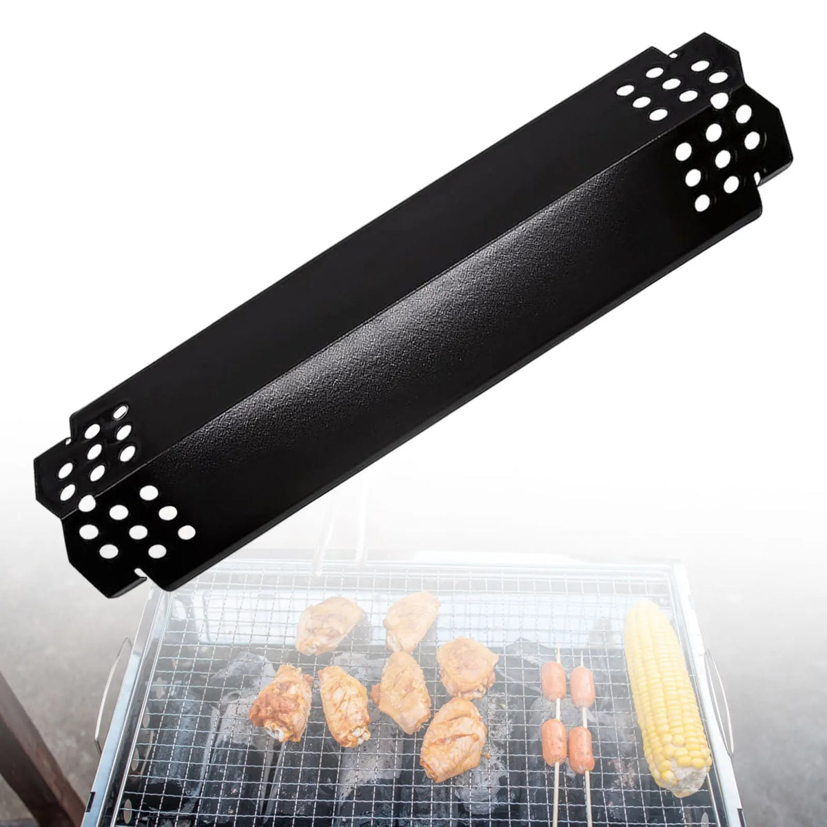 MagiDeal Enamel Heat Plate Fire Baffle for Gas Grill BBQ, 370 x 104 x 42mm