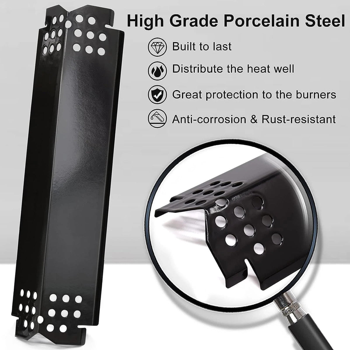 MagiDeal Enamel Heat Plate Fire Baffle for Gas Grill BBQ, 370 x 104 x 42mm