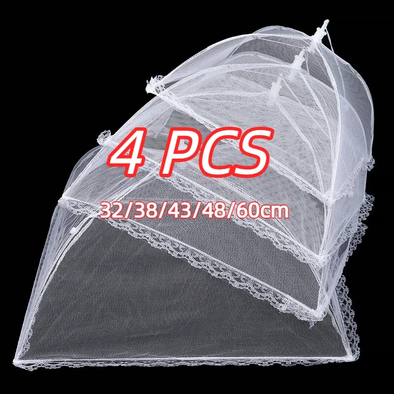 Pop-Up Mesh Food Cover, White, 4-Pack with 5 Size Options