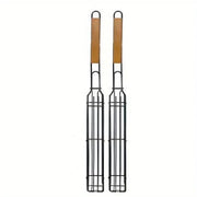 BBQ Grilling Basket, Black Non-Stick Food Basket for Charcoal Grills, 49 x 5cm