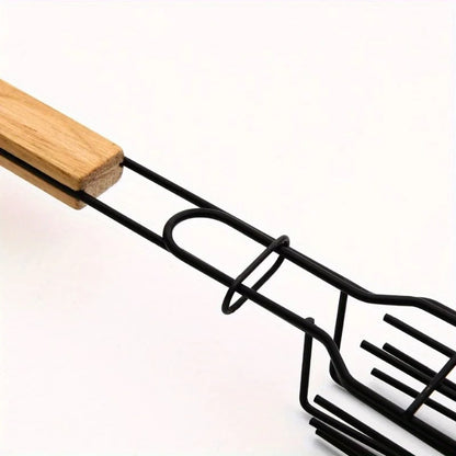 BBQ Grilling Basket, Black Non-Stick Food Basket for Charcoal Grills, 49 x 5cm