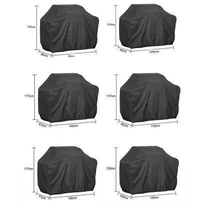 BBQ Grill Cover, Black Fabric Waterproof UV-Resistant Barbecue Cover, Multiple Sizes