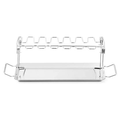 Stainless Steel Chicken Wing and Leg Rack with BBQ Tray, 35cm