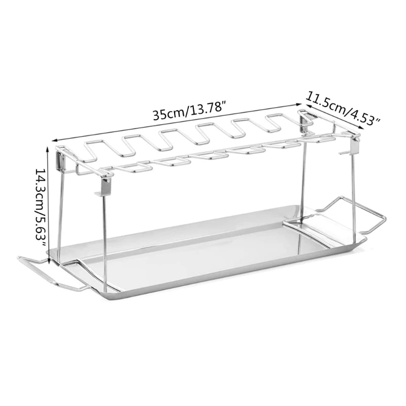 Stainless Steel Chicken Wing and Leg Rack with BBQ Tray, 35cm
