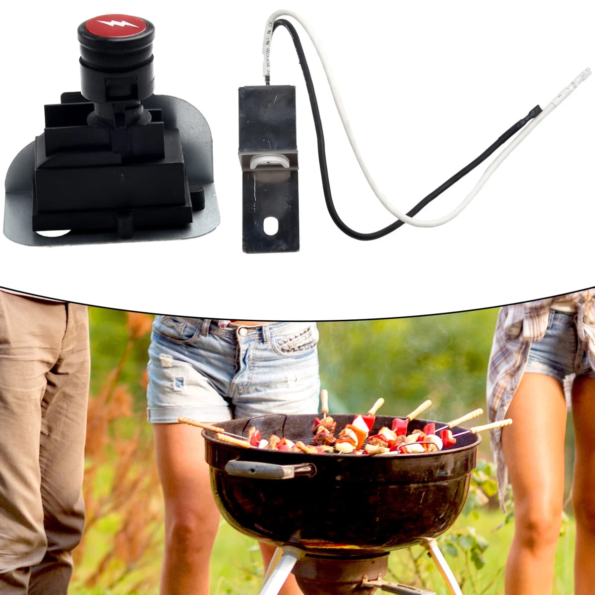 bbqdeals Replacement Ignition Kit with Button and Electrode for Weber Q1200
