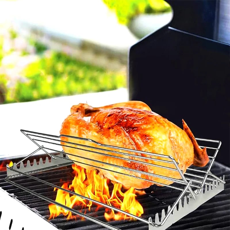 Adjustable V-Shaped Turkey Roasting Rack for BBQ, Oven and Chicken