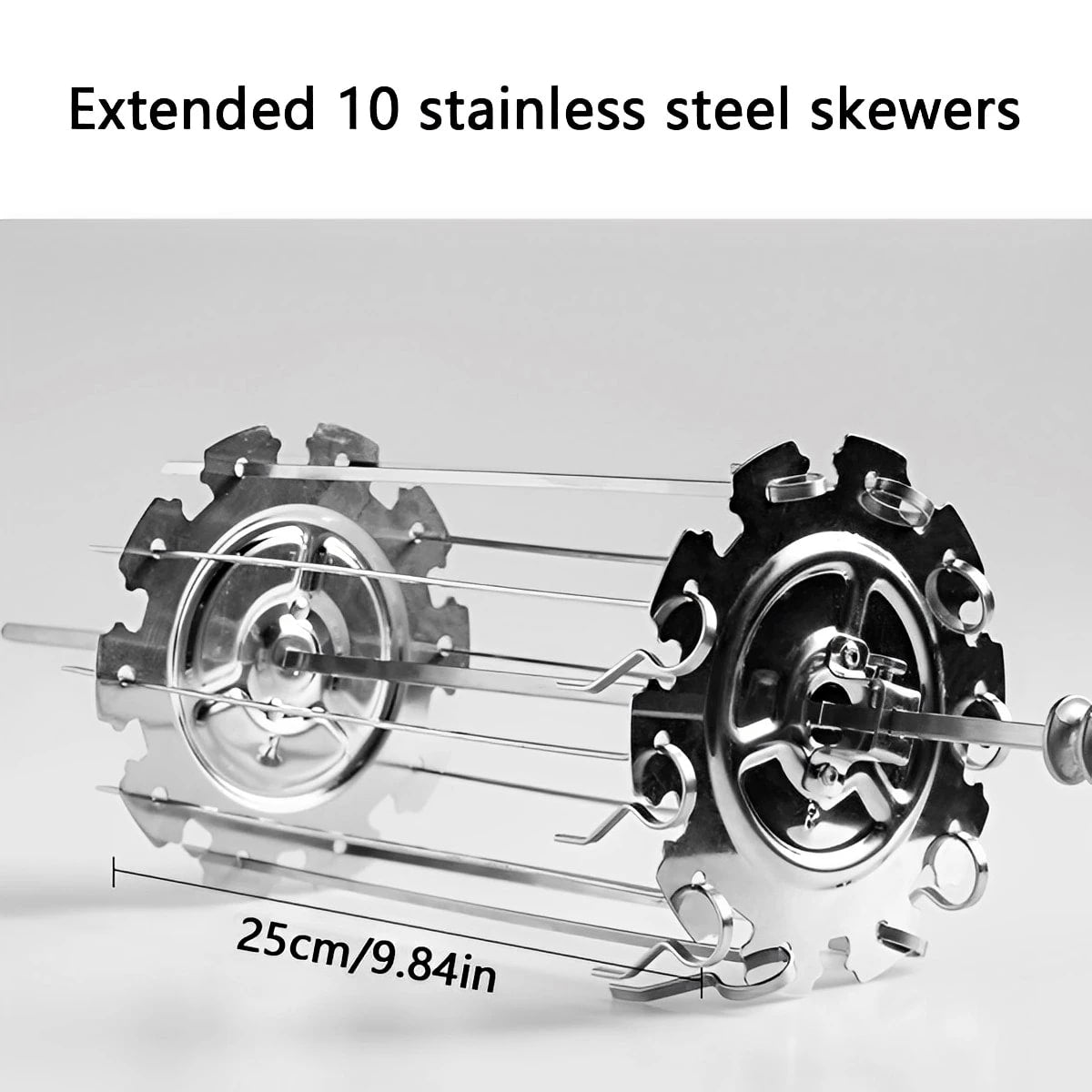 Stainless Steel Oven Grill Cage with 10 Skewers, 25cm Kebab Rack