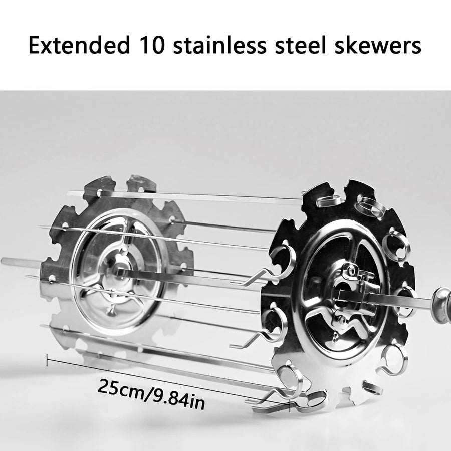 Stainless Steel Oven Grill Cage with 10 Skewers, 25cm Kebab Rack