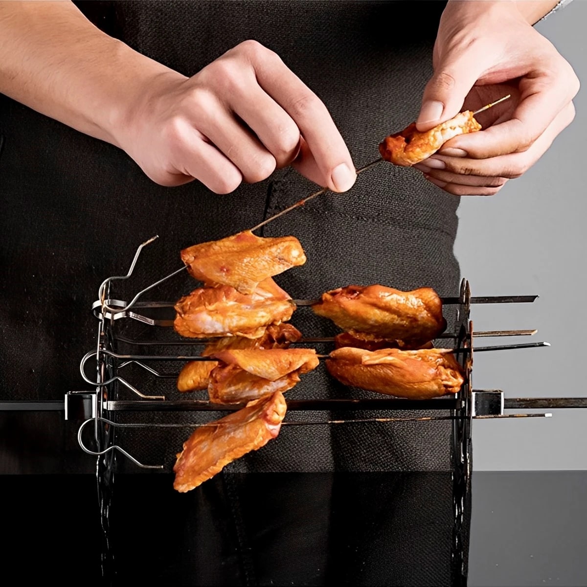 Stainless Steel Oven Grill Cage with 10 Skewers, 25cm Kebab Rack