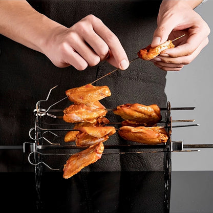 Stainless Steel Oven Grill Cage with 10 Skewers, 25cm Kebab Rack